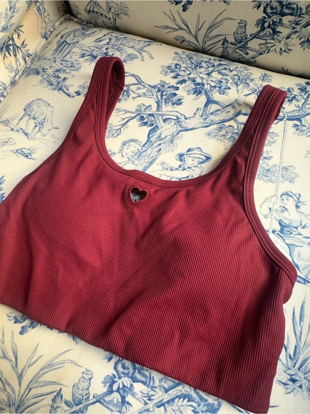 Lululemon Nulu Maroon Ribbed Heart Bra sz XS